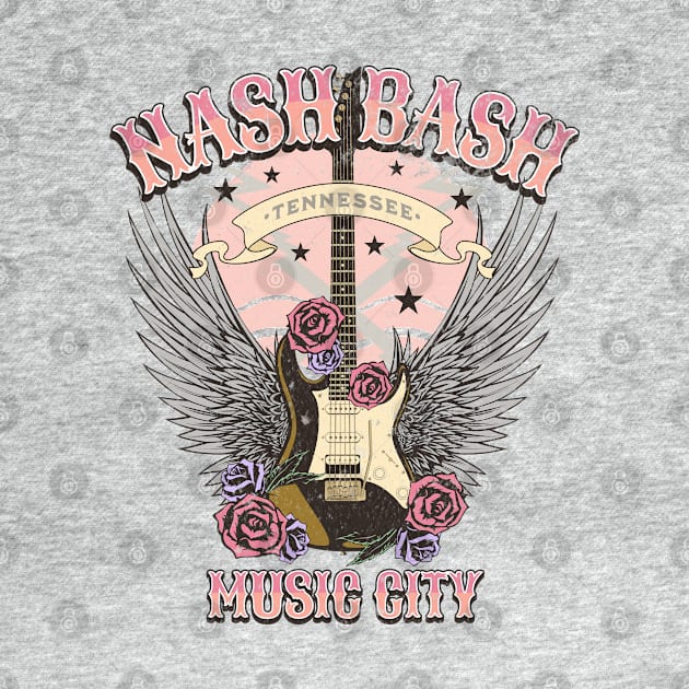 Vintage Nash Bash Nashville Tennesee Guitar and Roses by PUFFYP